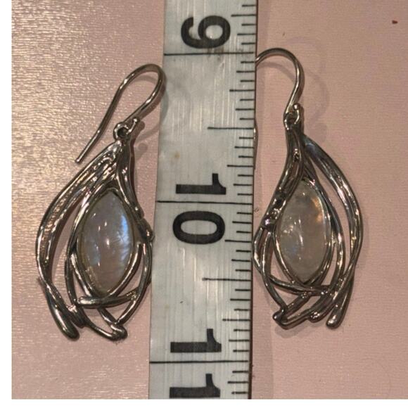 Hagit Gorali Sterling Silver Moonstone Drop Earrings, Israel Signed, Artisan - Picture 4 of 15